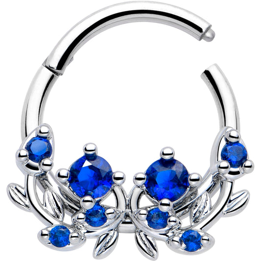 16G 3/8 Blue Gem Twining Vine Hinged Segment Ring