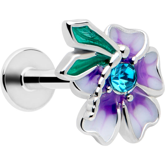 16G 1/4 Blue Gem Faerie Flower Purple Labret